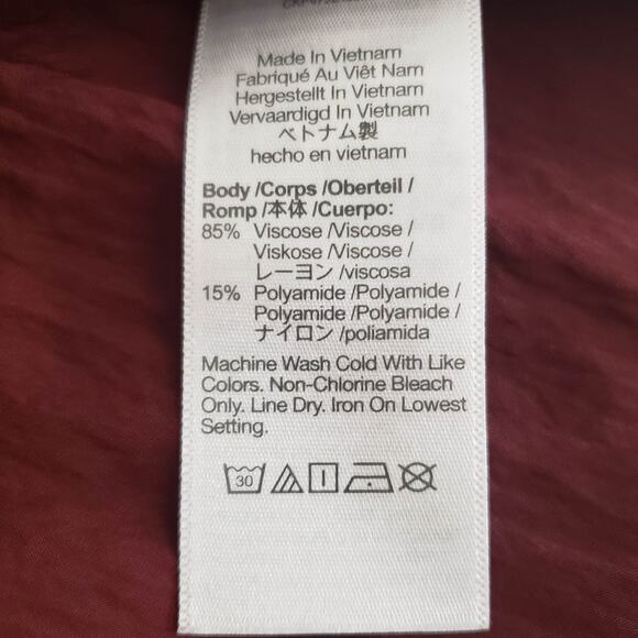 NWT Madewell Paxton Relaxed Fit Viscose Button Down Collared Burgundy Shirt XXS - Picture 10 of 12